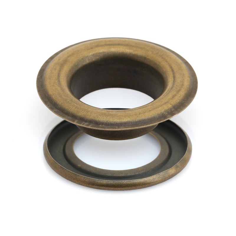 CRAFTMEMORE 3/4" (19MM) ID Grommets Eyelets with Washers for Clothes, Leather, Canvas Pack of 25 Sets (Antique Brass) - Image 1